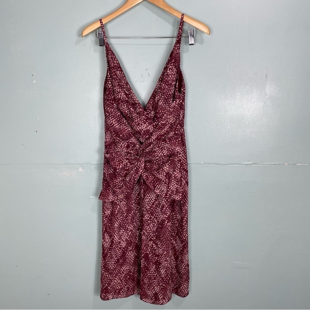 Fame & Partners Snake Print Bella Midi Front Slit Red Dress Sz 4 Sleeveless